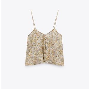 ZARA sz XS printed tank with metallic thread